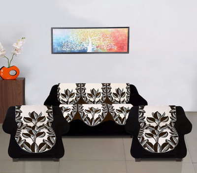 KUBER INDUSTRIES Cotton 3 Seater Sofa Floral Cover(Pack of 1 Black)
