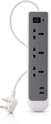 Syska SSK-EBU-0301 3  Socket Extension Boards(Grey, White, 2 m, With USB Port)