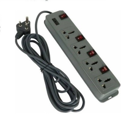 Yuvex EXT-104 4 SOCKET PLUS 4 SWITCH EXTENSION BOARD WITH 5 MTR WIRE WITH INDIVIIDUAL SWITCH WITH LED INDICATOR 4  Socket Extension Boards(Grey, 5 m)