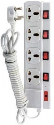mlu 4+4 Strip 4 mtr Extension Cord;6 Amp 4 Universal Multi Plug Point Extension Board with LED Indicator 4  Socket Extension Boards(White, 4 m)