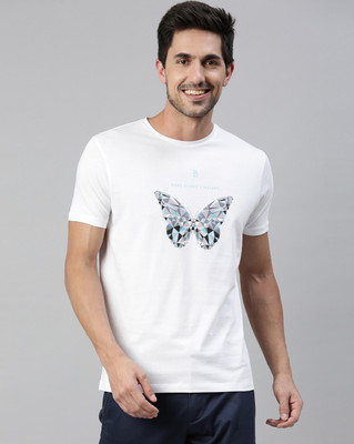 RARE RABBIT Graphic Print Men Round Neck White T-Shirt