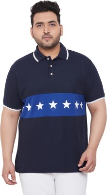 bigbanana Colorblock Men Polo Neck Dark Blue, Blue T-Shirt