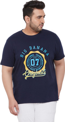 bigbanana Printed Men Round Neck Dark Blue T-Shirt