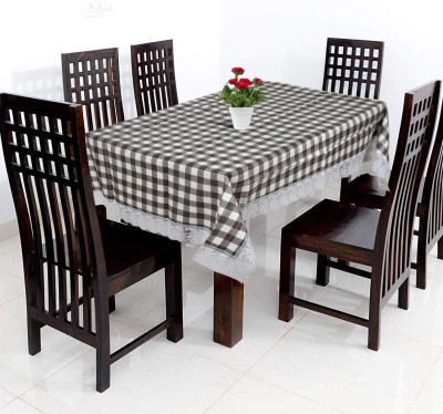 KUBER INDUSTRIES Checkered 6 Seater Table Cover(Brown,White, PVC)