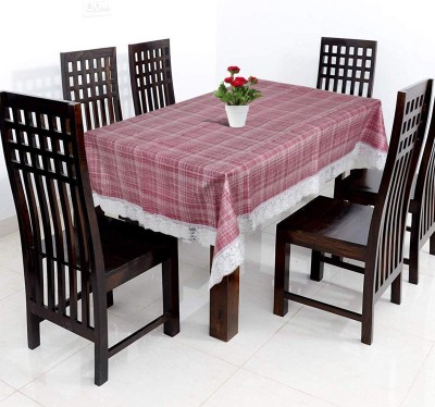 KUBER INDUSTRIES Self Design 6 Seater Table Cover(Pink, PVC)