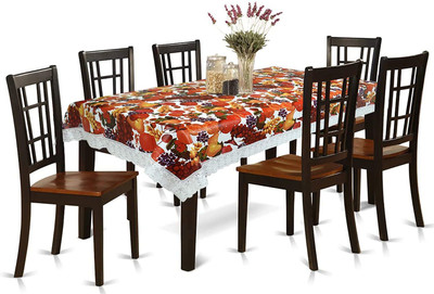 KUBER INDUSTRIES Self Design 6 Seater Table Cover(Red, PVC)