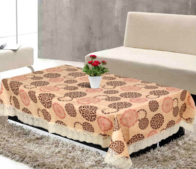 KUBER INDUSTRIES Self Design 4 Seater Table Cover(Cream, PVC)