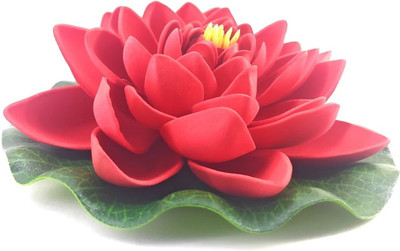 AGAMI Decorative Big 7 inch Floating Lotus Artificial Flowers for Decoration and Gifting Red Lotus Artificial Flower(7 inch, Pack of 1, Single Flower)