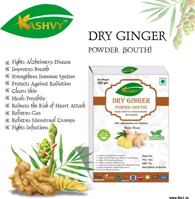 Kashvy Organic Dry Ginger Root Powder (Adrak Powder/Sunth) - Daily Spices - Perfect for Tea | Honey | Juices (helps in Weight loss, Immunity & Digestion)(200 g)