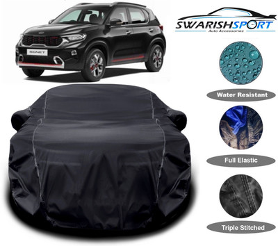 Swarish Car Cover For Kia Sonet (With Mirror Pockets)(Black)