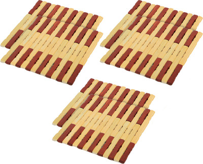 KUBER INDUSTRIES Square Reversible Wood Coaster Set(Pack of 6)