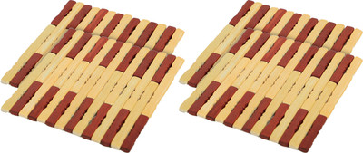 KUBER INDUSTRIES Square Reversible Wood Coaster Set(Pack of 4)