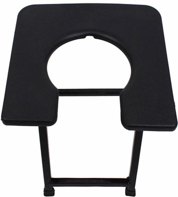 DARLIE Foldable commode chair with anti skid rubber legs Commode Shower Chair(Black)