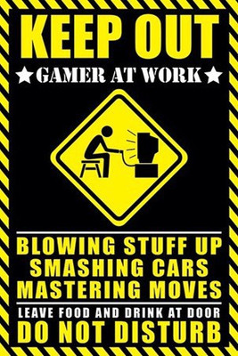 Digi2cart GAMER CAUTION WARNING STICKER Emergency Sign(Reflective Sign)