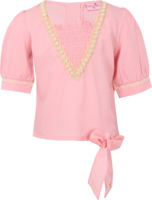 Cutecumber Baby Girls Casual Georgette Top(Pink, Pack of 1)