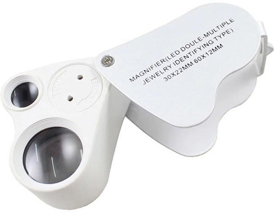 uptodateprouducts Pocket Microscope Magnifying 60X 30X Jewelers Loupe(White)