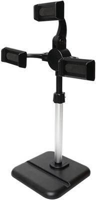 FKU K06 Height Adjustable Desktop Stand with 3 Phone Holders for Selfie YouTube Video Photography Makeup Mobile Holder