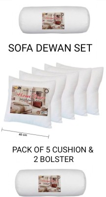 Golden 07 DIWAN SET FIBRE (5 CUSHION+2 BOLSTER) Polyester Fibre Solid Sleeping Pillow Pack of 7(White)