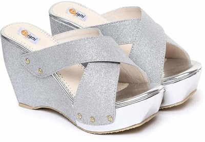 Digni Women Wedges(Silver , 4)