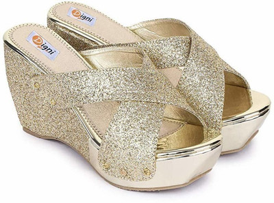 Digni Women Wedges(Gold , 8)