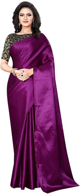 ZINLORIZ Solid/Plain Bollywood Satin Saree(Maroon)