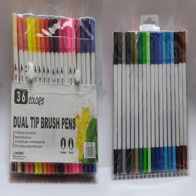 Kirla 36 Dual Tip - Super Fine, Metal Clad Tip Nib Sketch Pens(Set of 36, Multicolor)
