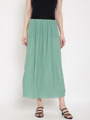 Camey Solid Women Straight Green Skirt