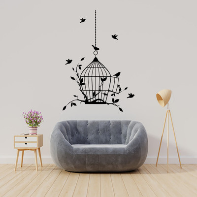 qthinfra 120 cm nest with birds Self Adhesive Sticker(Pack of 1)
