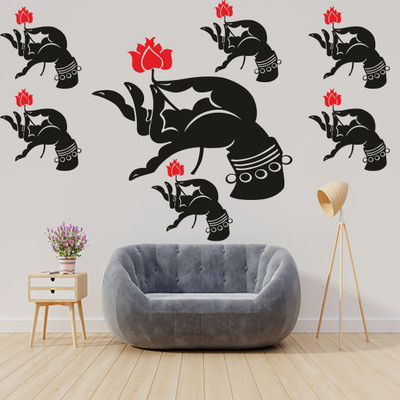 qthinfra 120 cm flower in hands Self Adhesive Sticker(Pack of 1)