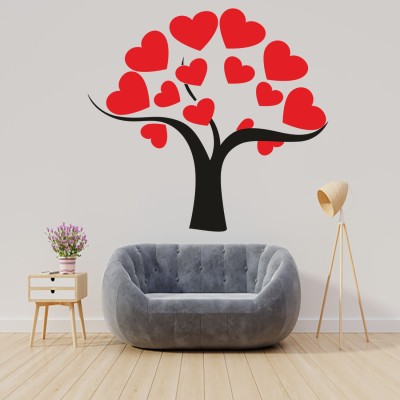 qthinfra 120 cm HEART IN TREES Self Adhesive Sticker(Pack of 1)