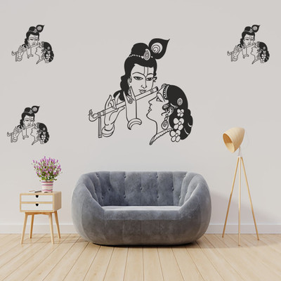 Digi2cart 120 cm KRISHNAN WITH RADHA Self Adhesive Sticker(Pack of 1)
