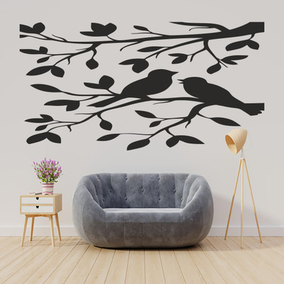 Digi2cart 120 cm tress with birds Self Adhesive Sticker(Pack of 1)