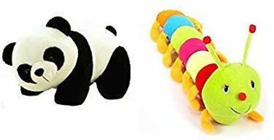 viewers HR Trading Co. (Panda and Catterpiller Combo)Panda 45 cm and caterpillar 70 soft toy teddy bear in small size.- Multi color  - 45 cm(Multicolor)