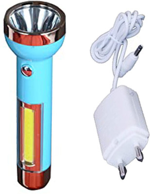JY-SUPER 2 in 1 Strong LED COB Light with 2 mode Action with 8hrs Continuous Working Power (1800mAh) Aluminium Reflector with Micro Halogeno Technology 1+2W Runtime : 8hrs Torch Torch(Blue, 15 cm, Rechargeable)