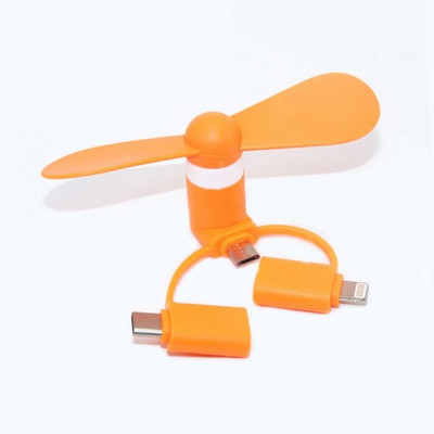 QAWACHH 3 in 1 Otg Mini Portable Mobile Fan for Android and iPhone 3 in 1 OTG Mini Portable Mobile Fan Rechargeable Fan(Orange)