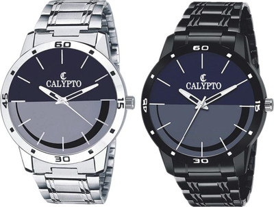 CALYPTO Combo of 2 Multi color Dial & Stainless Steel Chain Wrist Watch for Boys Analog Watch - For Men