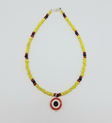 AKS Jewelz yellow seed bead with evils eye Glass Anklet