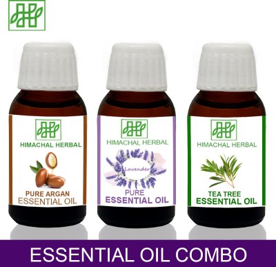 Himachal Herbal ARGAN-LAVENDER-TEA TREE ESSENTIAL OIL FOR COSMETIC SOAP MAKING AROMATHERAPY-3PC EACH 10ML(30 ml)