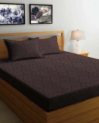 BROMWICK 180 TC Microfiber Double Floral Flat Bedsheet(Pack of 1, Brown)