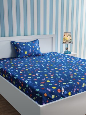 URBAN DREAM 200 TC Cotton Single Cartoon Flat Bedsheet(Pack of 1, Blue)