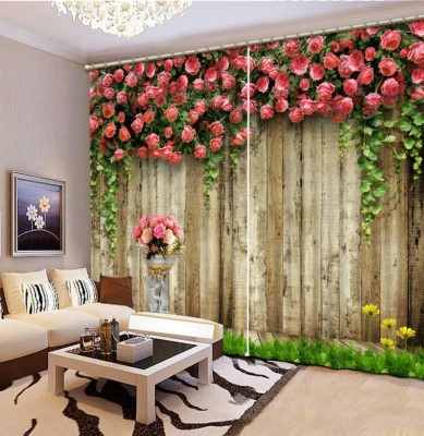 AAI 274 cm (9 ft) Polyester Room Darkening Long Door Curtain (Pack Of 2)(Floral, Brown, Brown, Brown)
