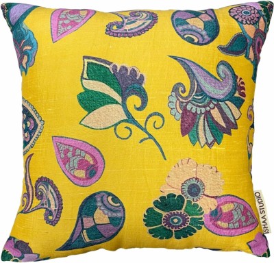 ISHAA STUDIO Raw Silk Cushions Cover(Pack of 2, 40.64 cm*40.64 cm, Yellow)