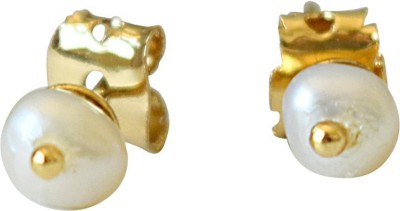 SURAT DIAMONDS Elegant Gold-Plated Freshwater Pearl Stud Earrings for Girls (SE315)) Pearl Metal Stud Earring