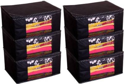 Home Decor Expert 6 Black Non Woven Saree Cover Box - Set of 6 Black Saree Cover(Black)