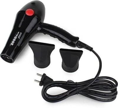 GADGETWEAR 2000W Hair Dryer Hot, Cold Control Setting And Extra Nozzle 2 Speed Setting Hair Dryer(2000 W, Black)