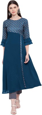 ALC Creations Women Printed Anarkali Kurta(Blue)