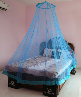 VD Enterprise Polyester Adults Washable Polyester Double Bed (Blue) Mosquito Net(Blue, Ceiling Hung)