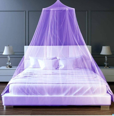 VD Enterprise Double Bed (Purple) Nylon Nylon Washable Adults Mosquito Net(Purple, Ceiling Hung)