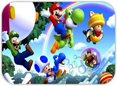 Monk Matters Mario Bros Design Non-Slip Rubber Base Gaming & Laptop (MPAD00212) Non Slip Base Mousepad(White)