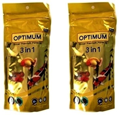 Optimum 3 in 1 Premium Fish Food | 100 g | Pack of 2 0.2 kg (2x0.1 kg) Dry New Born Fish Food